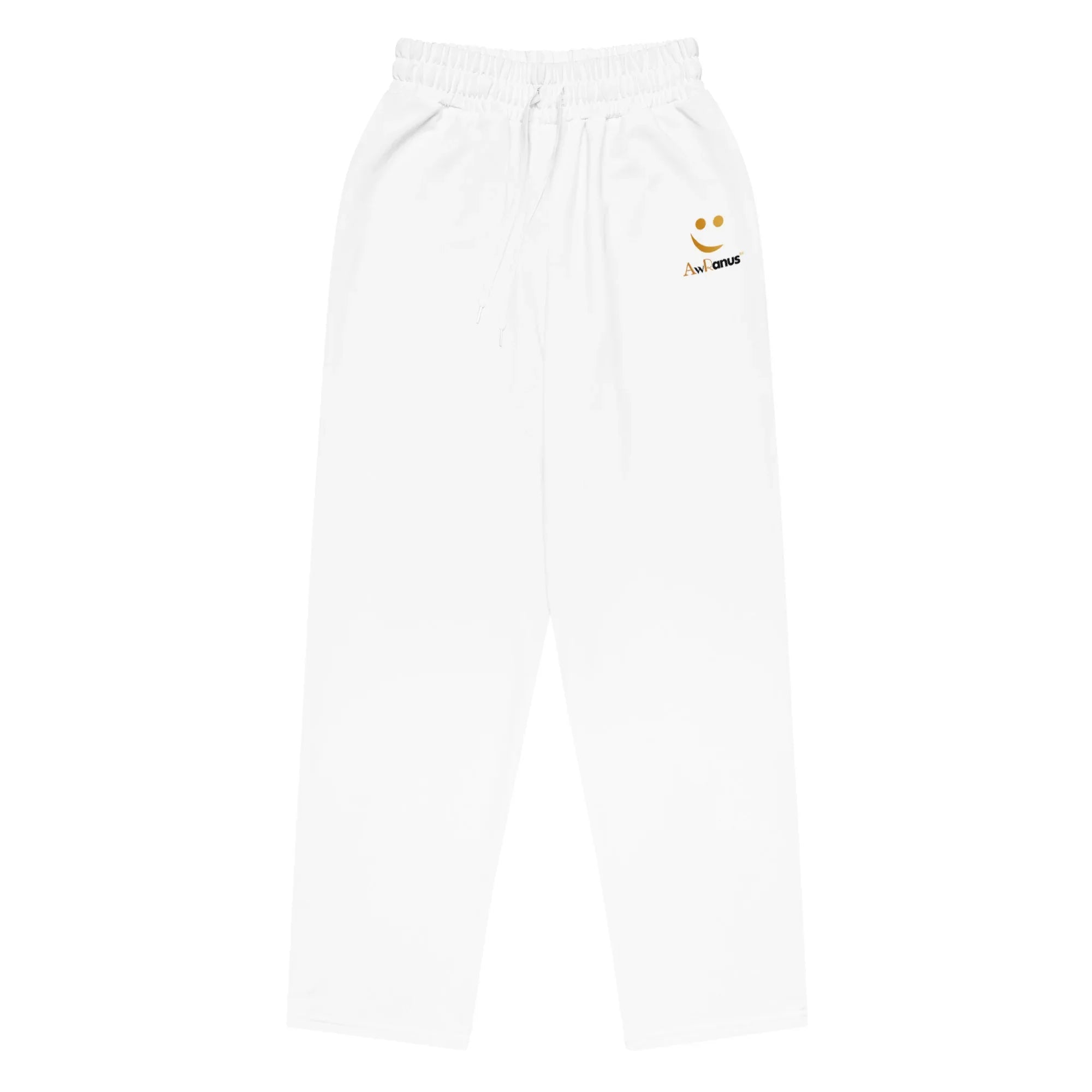 Unisex Wide-leg joggers WHITE joggers AwRans Clothing all-over-print-unisex-wide-leg-joggers-white-front-678dbd7520861