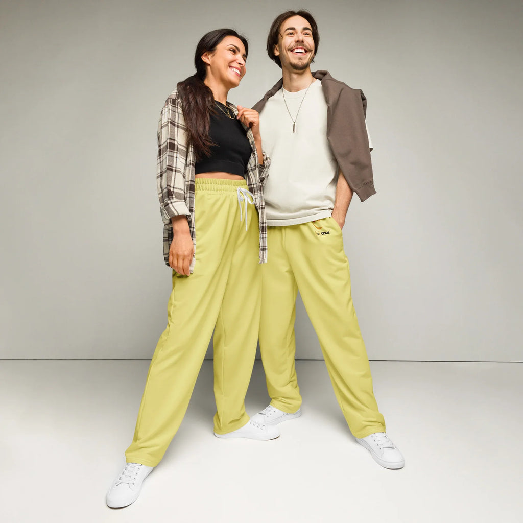 Unisex Wide-leg joggers Khaki 6XL joggers AwRans Clothing all-over-print-unisex-wide-leg-joggers-white-front-678dbda3c7933