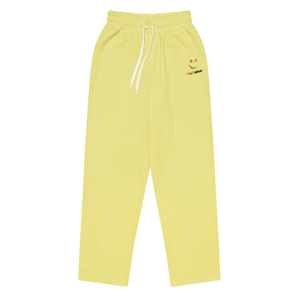 Unisex Wide-leg joggers Khaki joggers AwRans Clothing all-over-print-unisex-wide-leg-joggers-white-front-678dbda3c8940