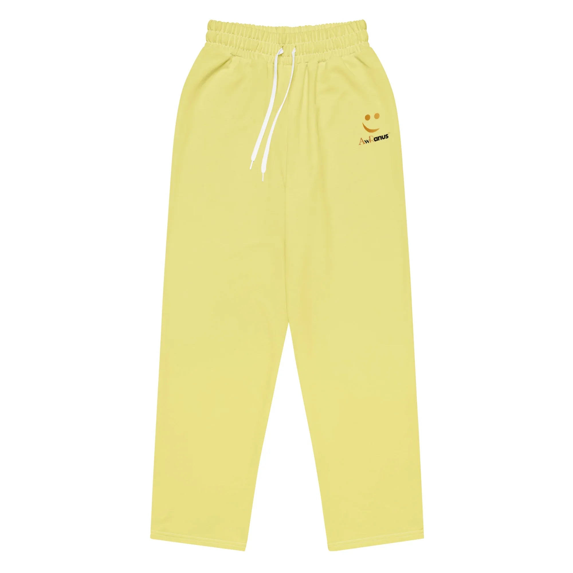Unisex Wide-leg joggers Khaki joggers AwRans Clothing all-over-print-unisex-wide-leg-joggers-white-front-678dbda3c8940