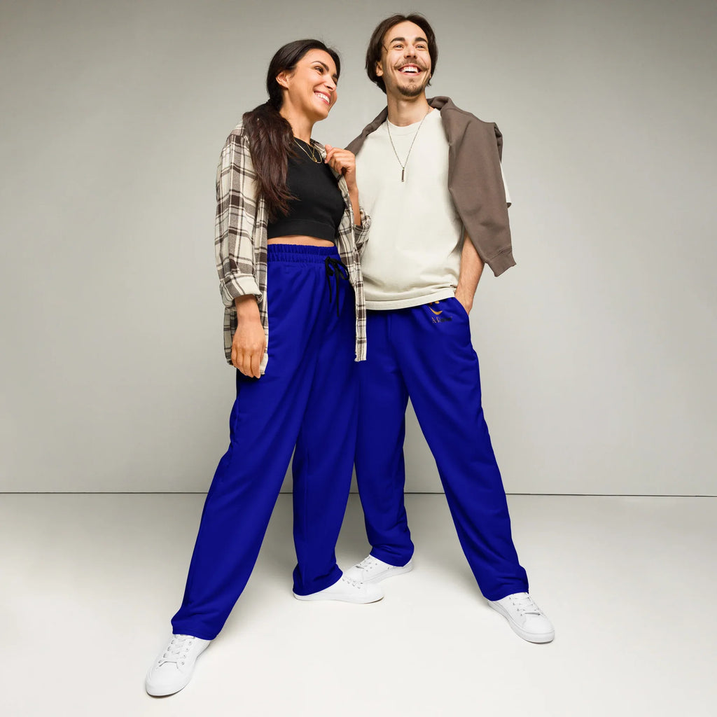 Unisex Wide-leg joggers Dark-blue 6XL joggers AwRans Clothing all-over-print-unisex-wide-leg-joggers-white-front-678dbdcfd24c7