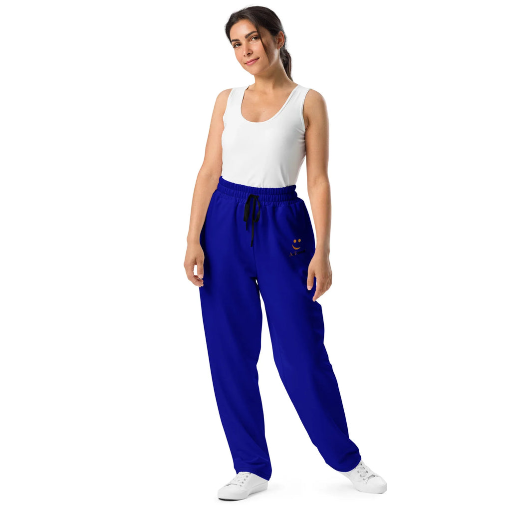 Unisex Wide-leg joggers Dark-blue joggers AwRans Clothing all-over-print-unisex-wide-leg-joggers-white-front-678dbdcfd34e8