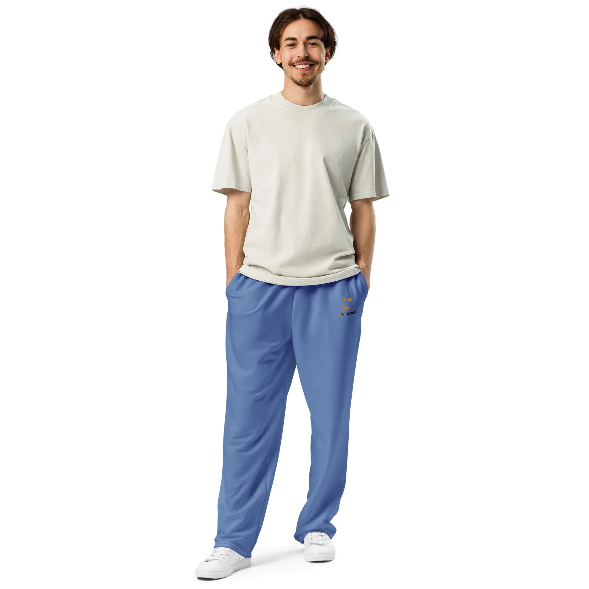 Unisex Wide-leg joggers Glaucous joggers AwRans Clothing all-over-print-unisex-wide-leg-joggers-white-front-678dbe1a6ca38