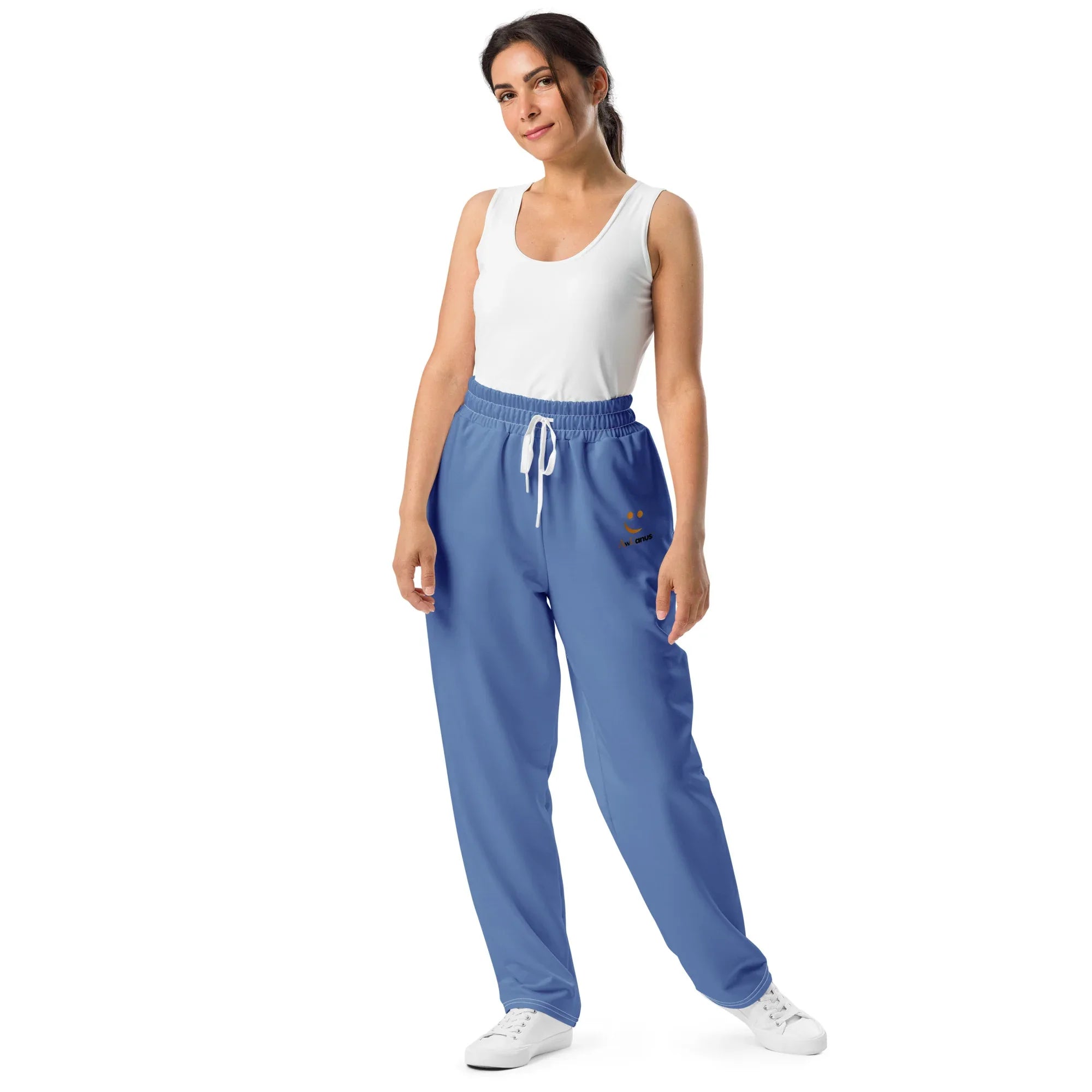 Unisex Wide-leg joggers Glaucous joggers AwRans Clothing all-over-print-unisex-wide-leg-joggers-white-front-678dbe1a6cf81