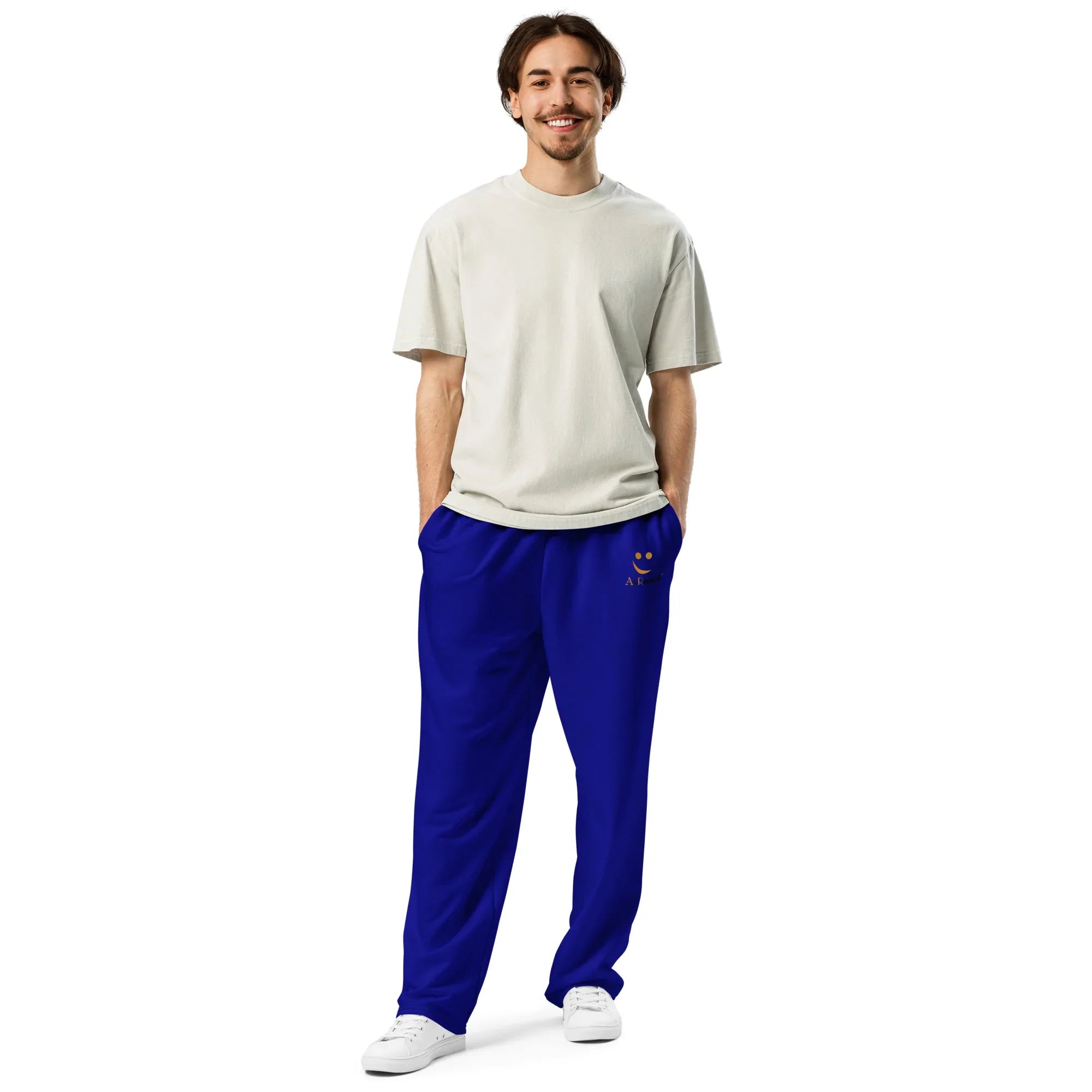 Unisex Wide-leg joggers NavyBlue joggers AwRans Clothing all-over-print-unisex-wide-leg-joggers-white-front-678dbe4fb671a