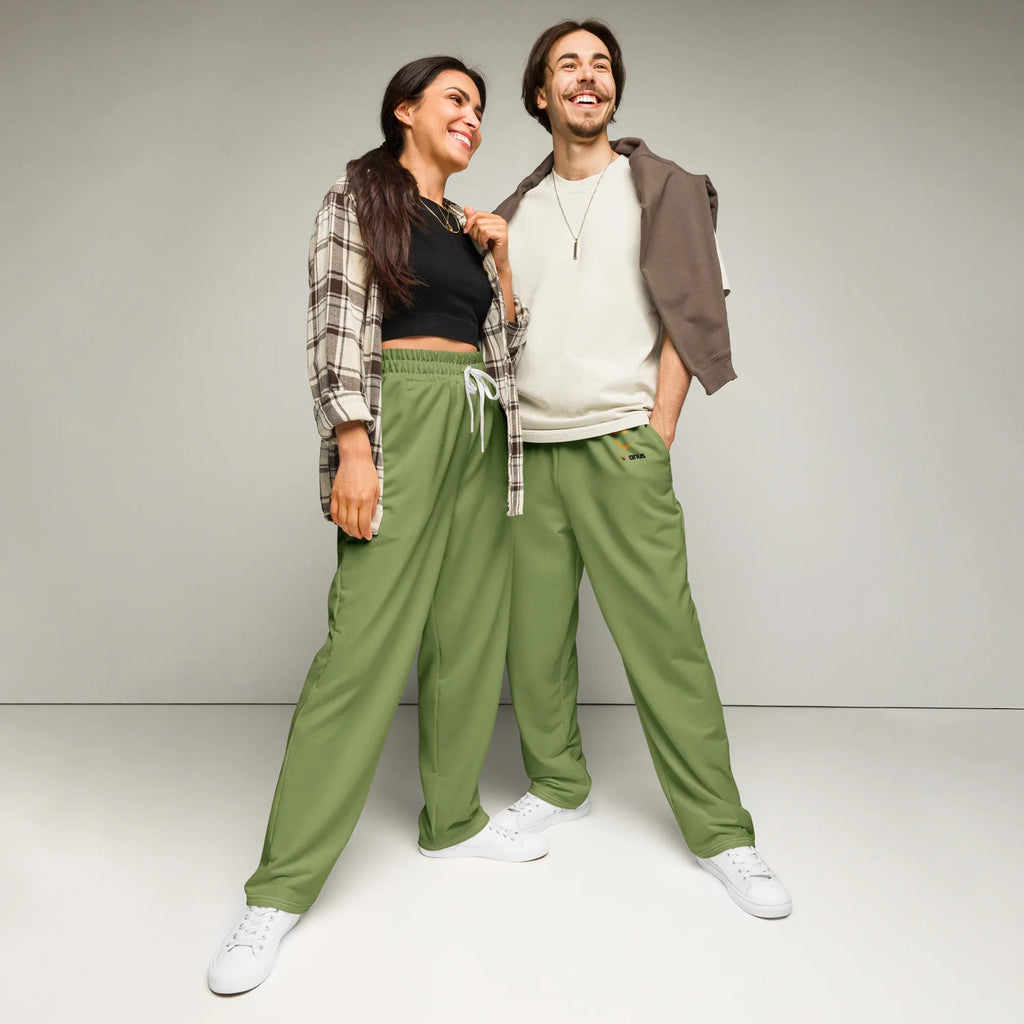 Unisex Wide-leg joggers Sage-Green 6XL joggers AwRans Clothing all-over-print-unisex-wide-leg-joggers-white-front-678dbe85aadec