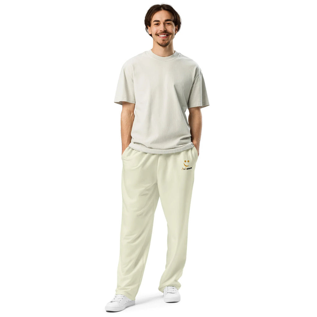 Unisex Wide-leg joggers Beige joggers AwRans Clothing all-over-print-unisex-wide-leg-joggers-white-front-678dbeba384cc
