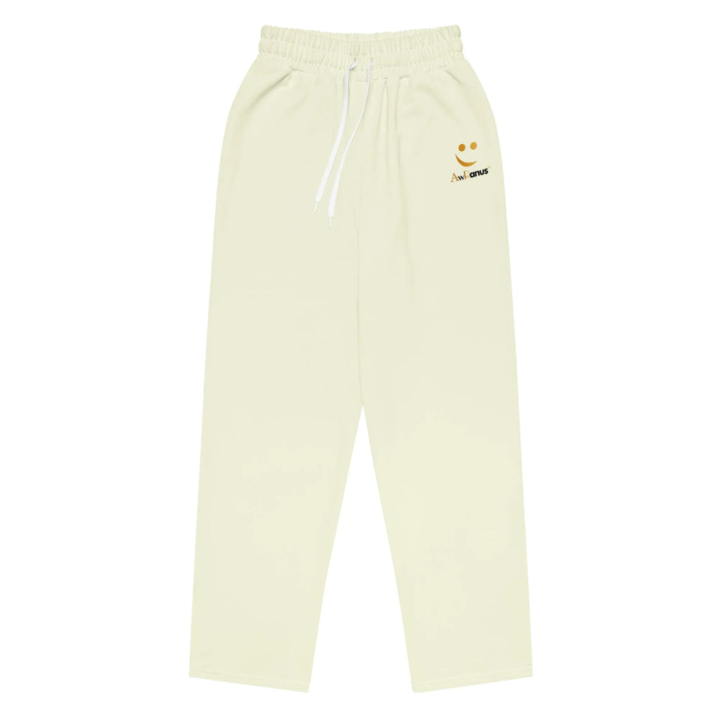 Unisex Wide-leg joggers Beige joggers AwRans Clothing all-over-print-unisex-wide-leg-joggers-white-front-678dbeba3883b