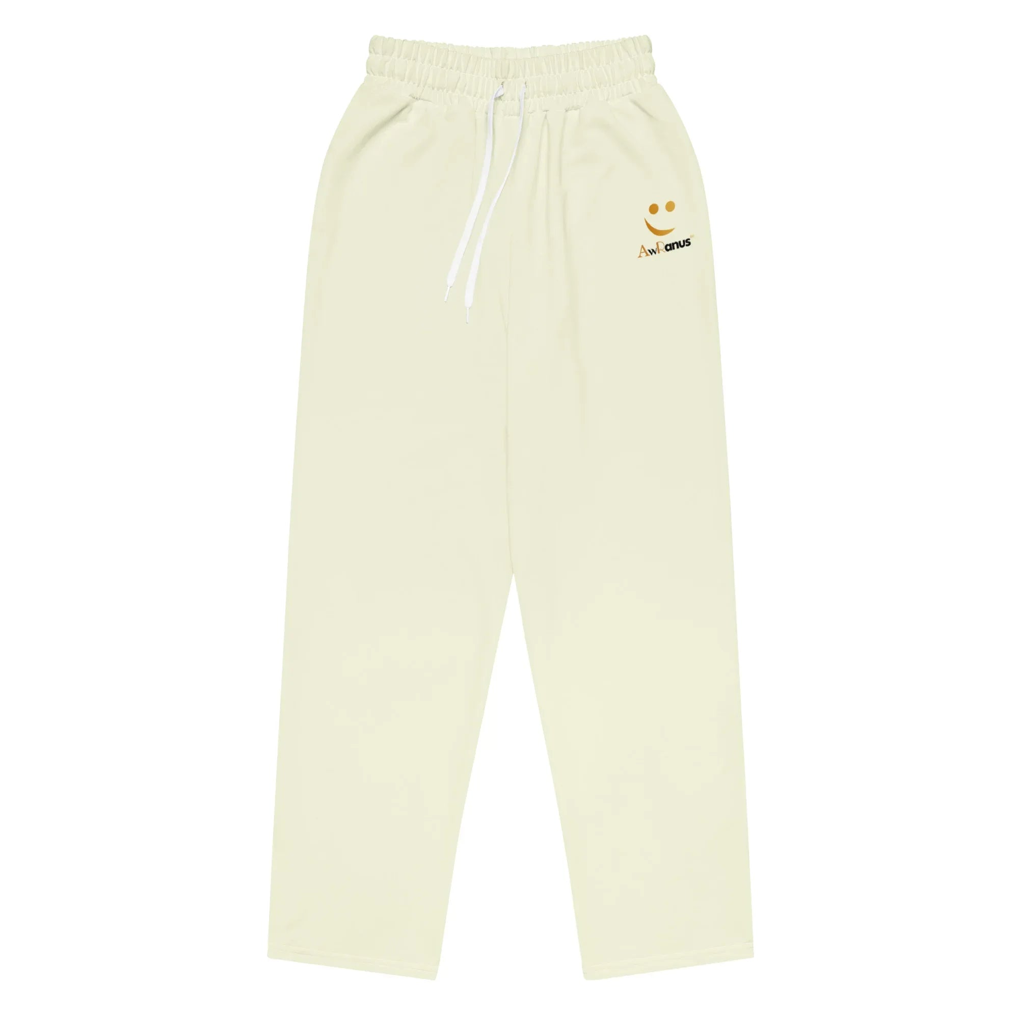 Unisex Wide-leg joggers Beige joggers AwRans Clothing all-over-print-unisex-wide-leg-joggers-white-front-678dbeba3883b