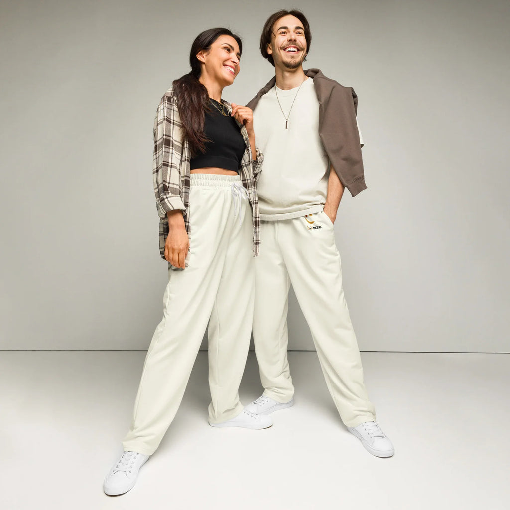 AwRans | Unisex Wide-leg joggers Ivory 6XL joggers AwRans Clothing all-over-print-unisex-wide-leg-joggers-white-front-678dbf2c3da08