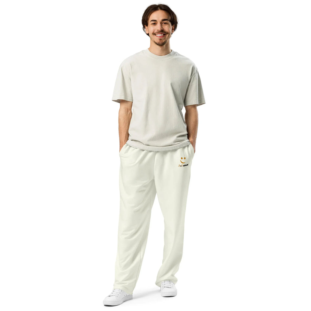 AwRans | Unisex Wide-leg joggers Ivory joggers AwRans Clothing all-over-print-unisex-wide-leg-joggers-white-front-678dbf2c3e4fb