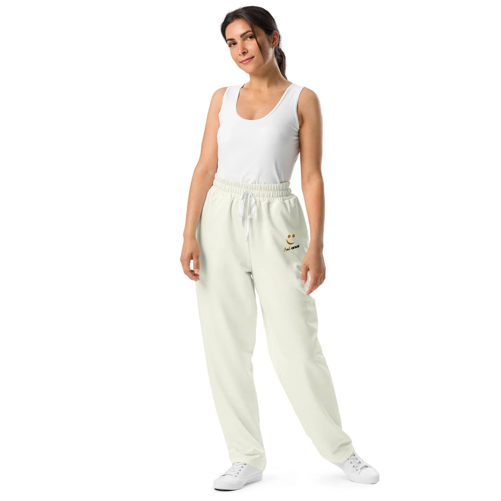 AwRans | Unisex Wide-leg joggers Ivory joggers AwRans Clothing all-over-print-unisex-wide-leg-joggers-white-front-678dbf2c3e7b3