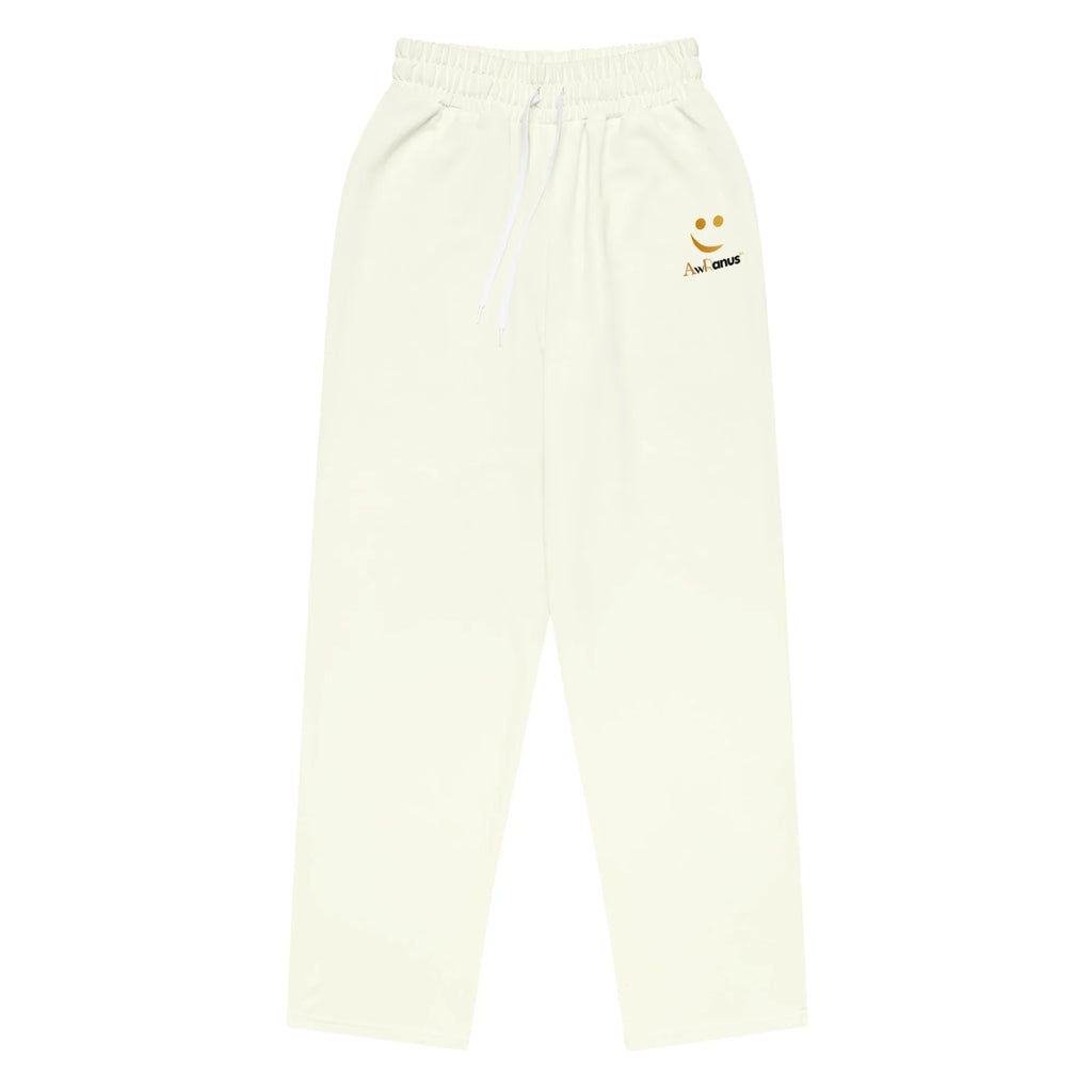 AwRans | Unisex Wide-leg joggers Ivory joggers AwRans Clothing all-over-print-unisex-wide-leg-joggers-white-front-678dbf2c3e85c