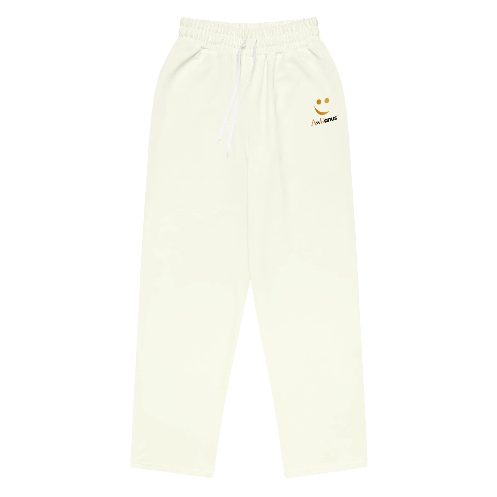 AwRans | Unisex Wide-leg joggers Ivory joggers AwRans Clothing all-over-print-unisex-wide-leg-joggers-white-front-678dbf2c3e85c