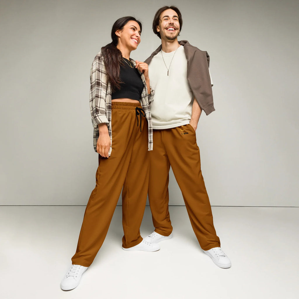 Unisex Wide-leg joggers Brown-Orange 6XL joggers AwRans Clothing all-over-print-unisex-wide-leg-joggers-white-front-678f501477a11