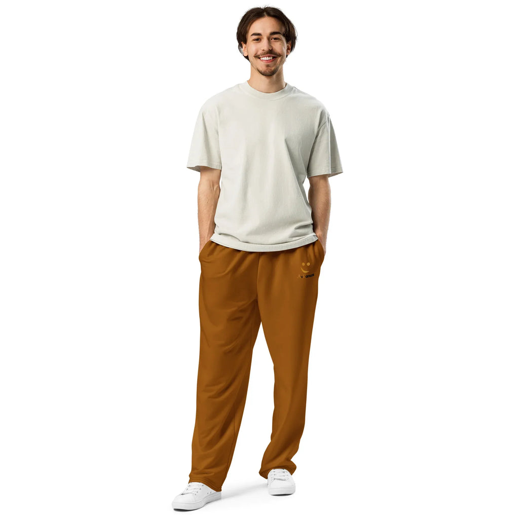 Unisex Wide-leg joggers Brown-Orange joggers AwRans Clothing all-over-print-unisex-wide-leg-joggers-white-front-678f5014783ae