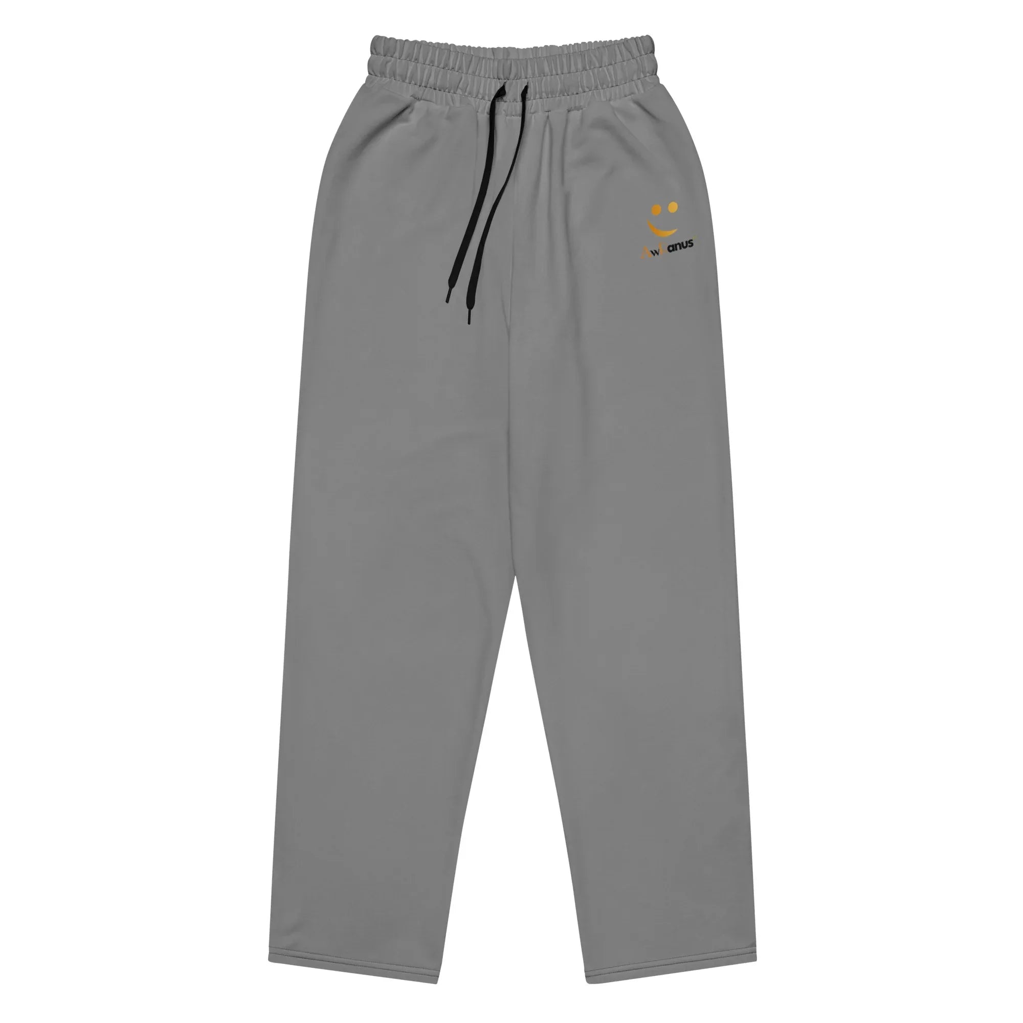 Unisex Wide-leg joggers Gray joggers AwRans Clothing all-over-print-unisex-wide-leg-joggers-white-front-678f5044e5f9d