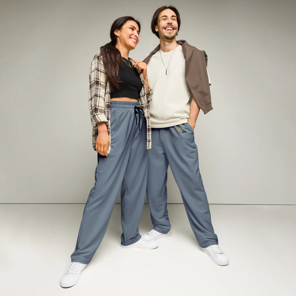 Unisex Wide-leg joggers Slate-Gray joggers AwRans Clothing all-over-print-unisex-wide-leg-joggers-white-front-678f50cc4de41