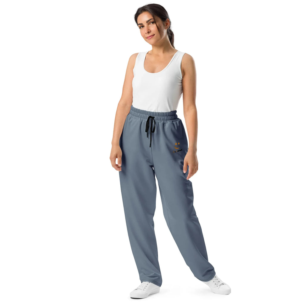 Unisex Wide-leg joggers Slate-Gray joggers AwRans Clothing all-over-print-unisex-wide-leg-joggers-white-front-678f50cc4e03f