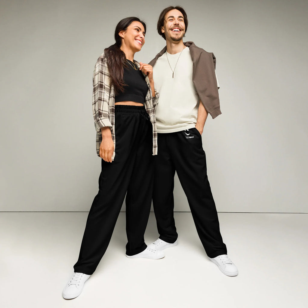 Unisex Wide-leg joggers BLACK 6XL joggers AwRans Clothing all-over-print-unisex-wide-leg-joggers-white-front-678f517f09451