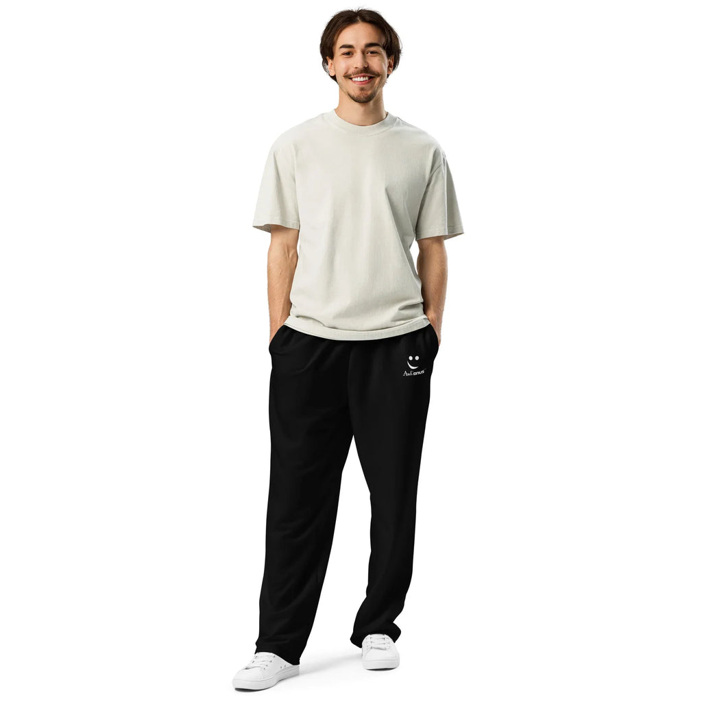 Unisex Wide-leg joggers BLACK joggers AwRans Clothing all-over-print-unisex-wide-leg-joggers-white-front-678f517f0a12a