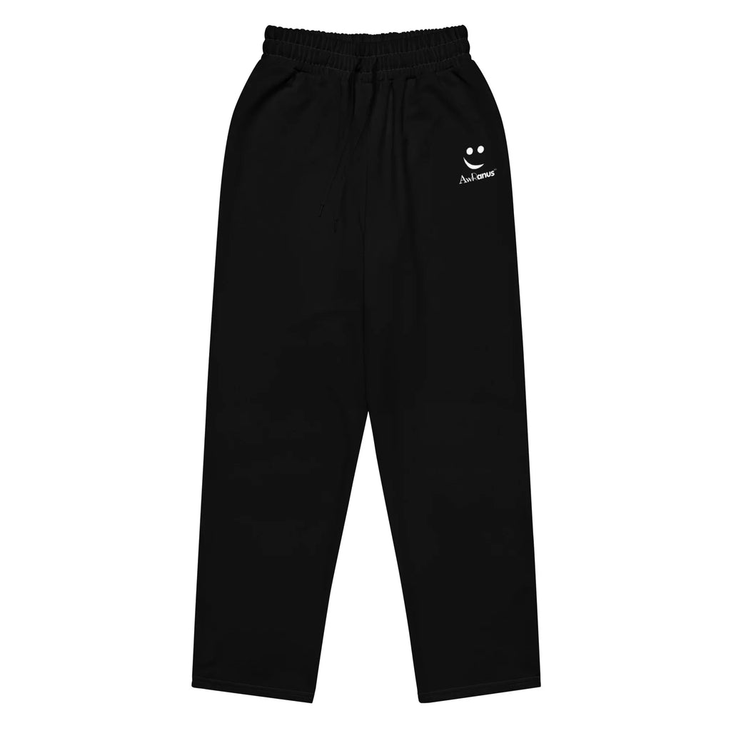 Unisex Wide-leg joggers BLACK joggers AwRans Clothing all-over-print-unisex-wide-leg-joggers-white-front-678f517f0a486
