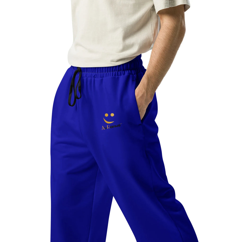 Unisex Wide-leg joggers Dark-blue joggers AwRans Clothing all-over-print-unisex-wide-leg-joggers-white-left-678dbdcfd3175