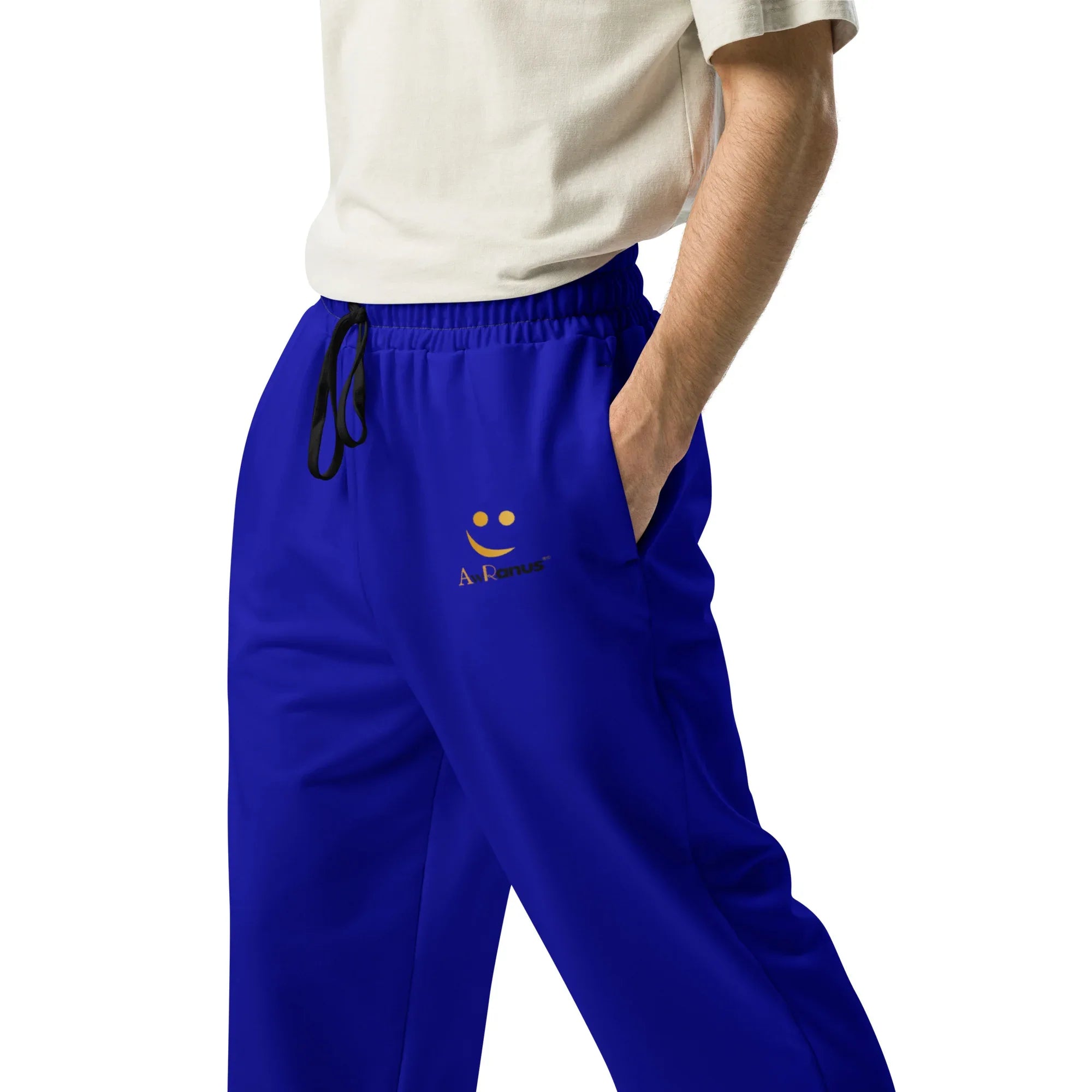 Unisex Wide-leg joggers Dark-blue joggers AwRans Clothing all-over-print-unisex-wide-leg-joggers-white-left-678dbdcfd3175