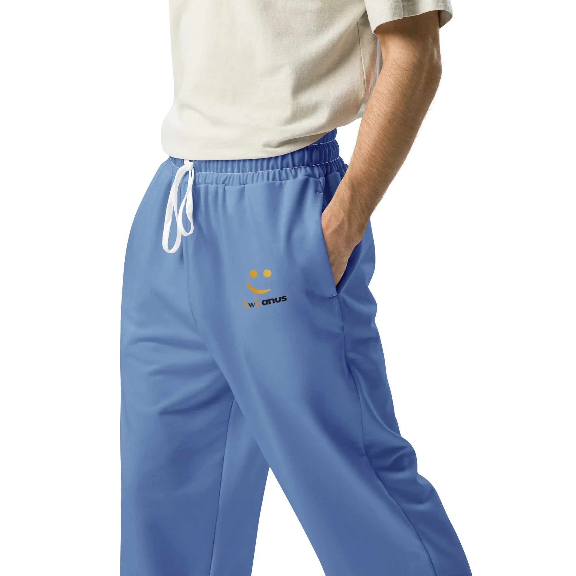 Unisex Wide-leg joggers Glaucous joggers AwRans Clothing all-over-print-unisex-wide-leg-joggers-white-left-678dbe1a6c8dc