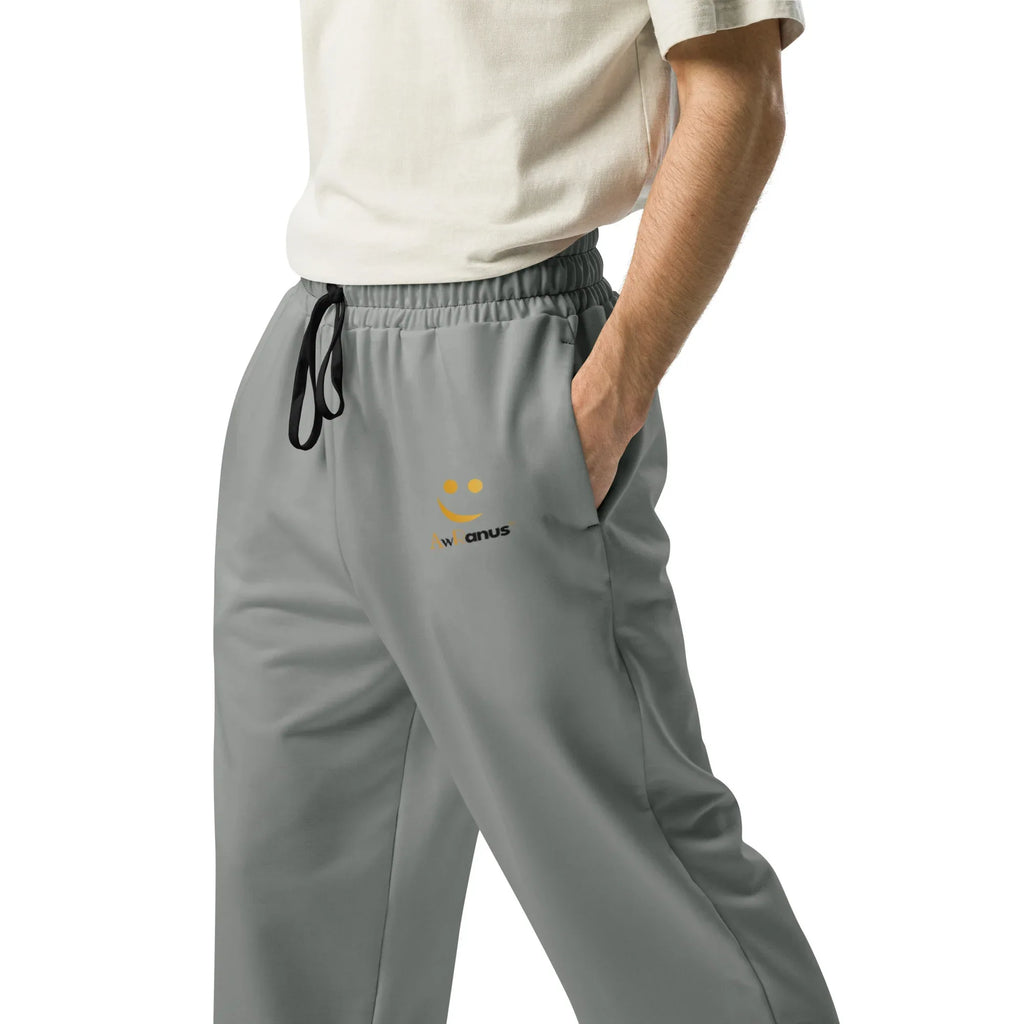 Unisex Wide-leg joggers Smoke joggers AwRans Clothing all-over-print-unisex-wide-leg-joggers-white-left-678dbefad1560