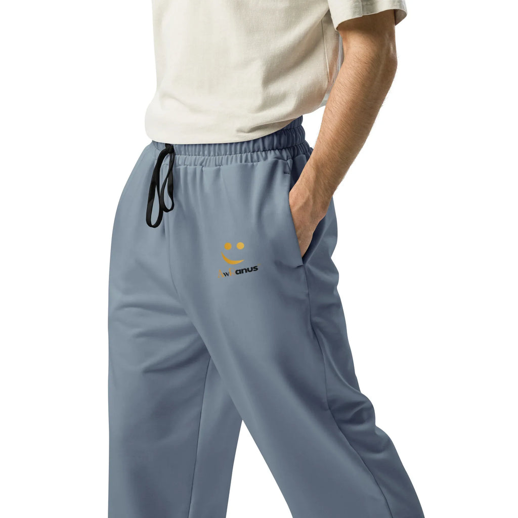 Unisex Wide-leg joggers Slate-Gray joggers AwRans Clothing all-over-print-unisex-wide-leg-joggers-white-left-678f50cc4dc22