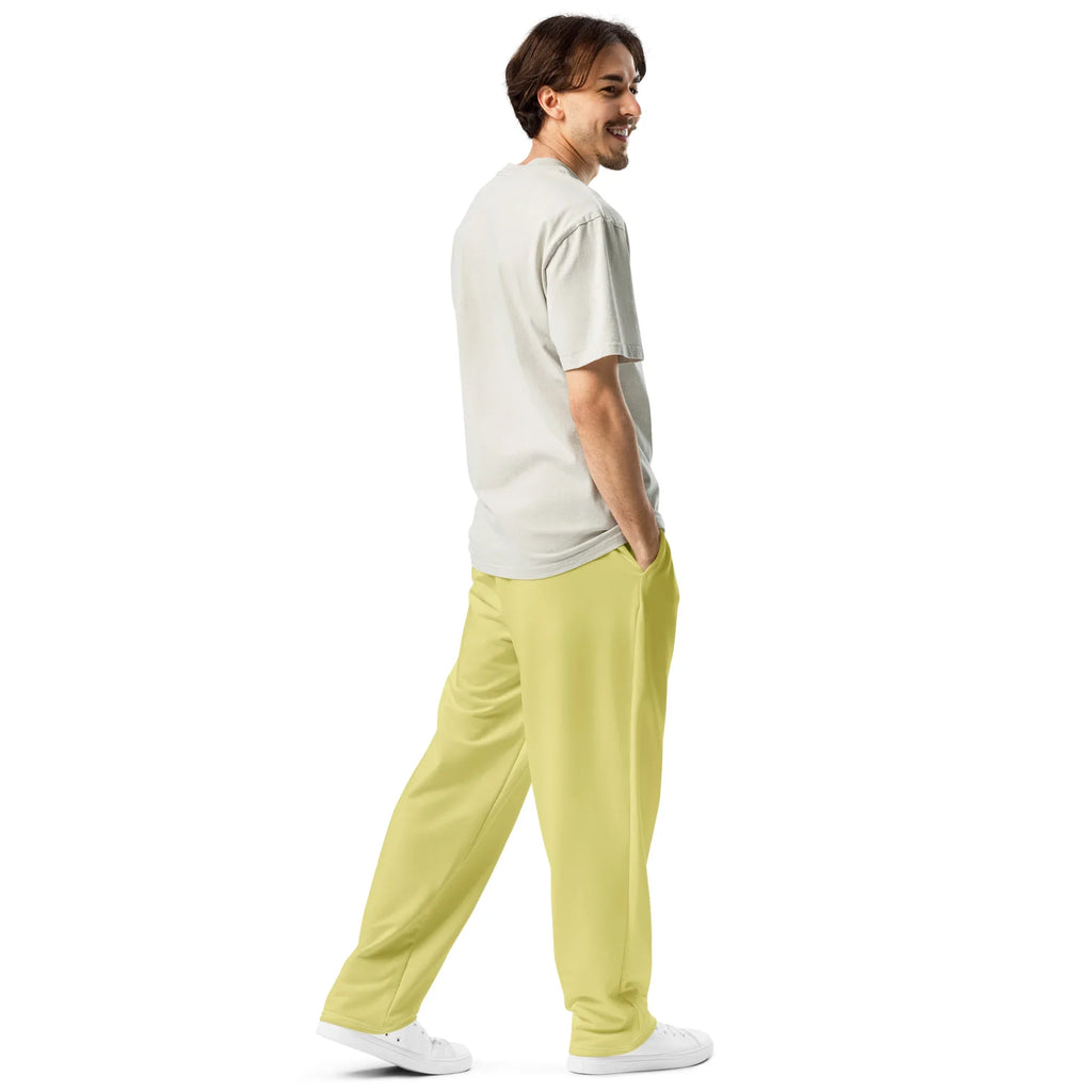 Unisex Wide-leg joggers Khaki joggers AwRans Clothing all-over-print-unisex-wide-leg-joggers-white-right-back-678dbda3c826a