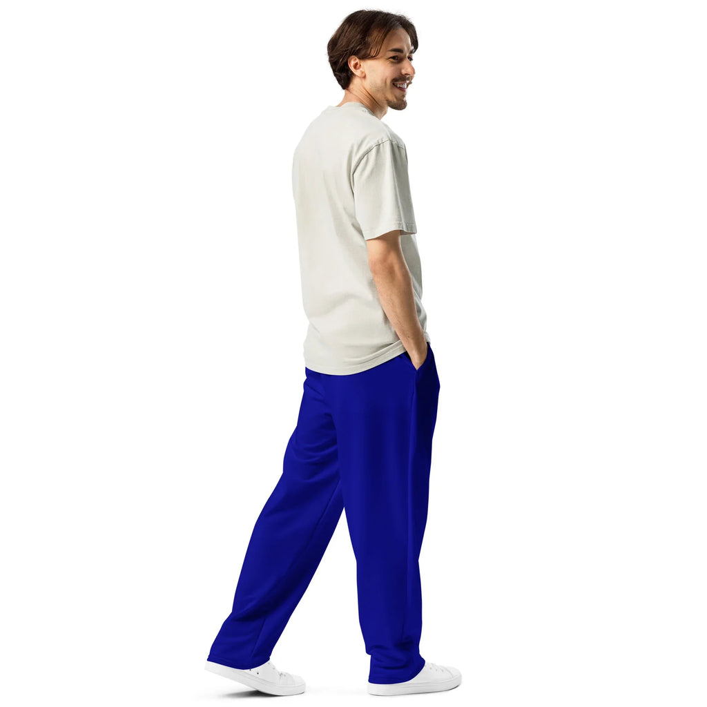 Unisex Wide-leg joggers Dark-blue joggers AwRans Clothing all-over-print-unisex-wide-leg-joggers-white-right-back-678dbdcfd30bb