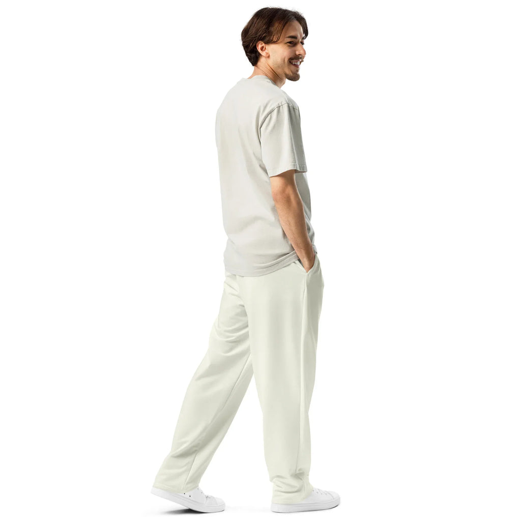 AwRans | Unisex Wide-leg joggers Ivory joggers AwRans Clothing all-over-print-unisex-wide-leg-joggers-white-right-back-678dbf2c3e37b