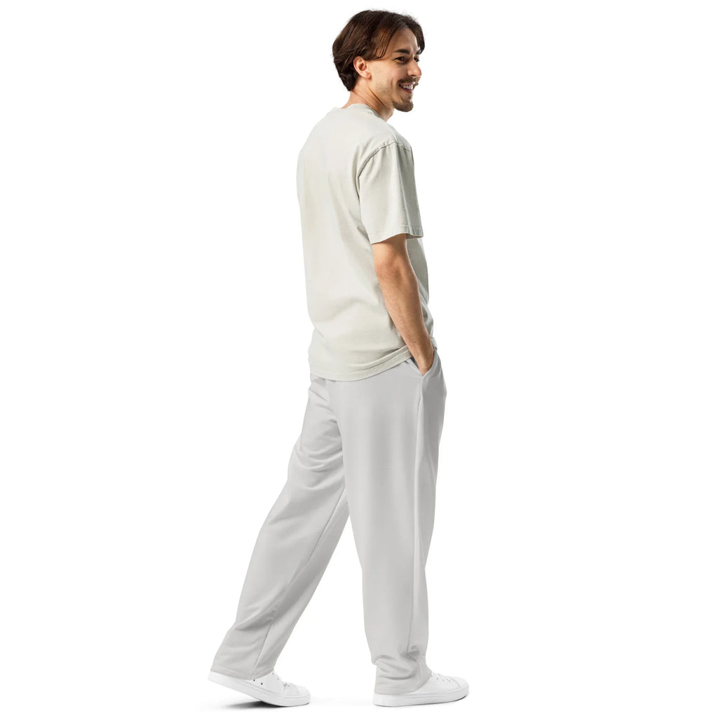Unisex Wide-leg joggers Platinum joggers AwRans Clothing all-over-print-unisex-wide-leg-joggers-white-right-back-678dbf70adeb4