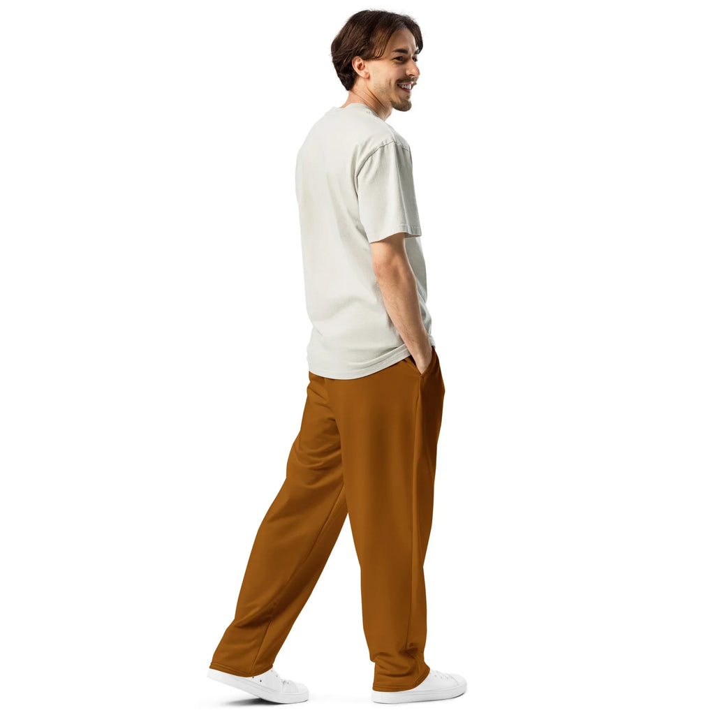 Unisex Wide-leg joggers Brown-Orange joggers AwRans Clothing all-over-print-unisex-wide-leg-joggers-white-right-back-678f50147821c