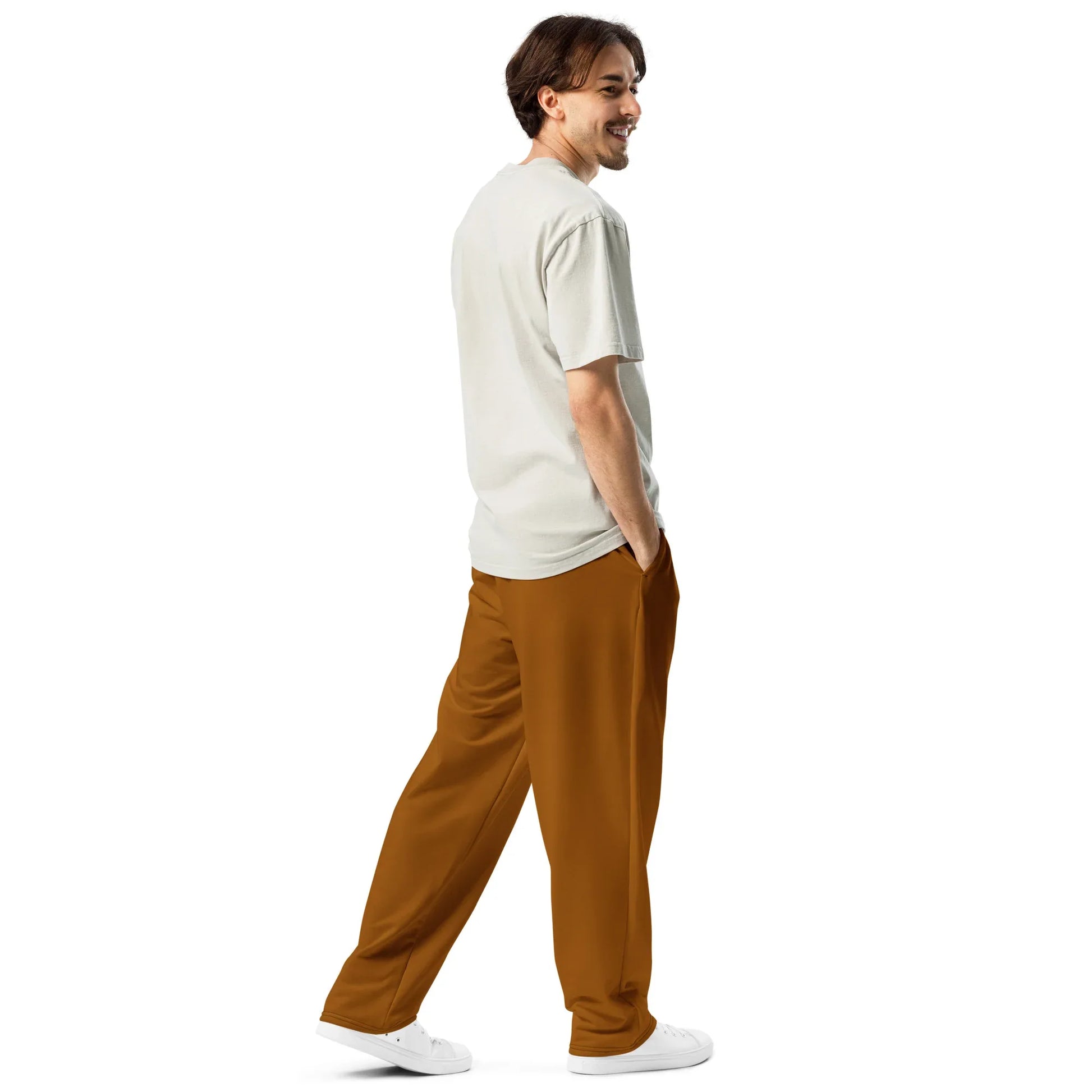 Unisex Wide-leg joggers Brown-Orange - AwRans Clothing