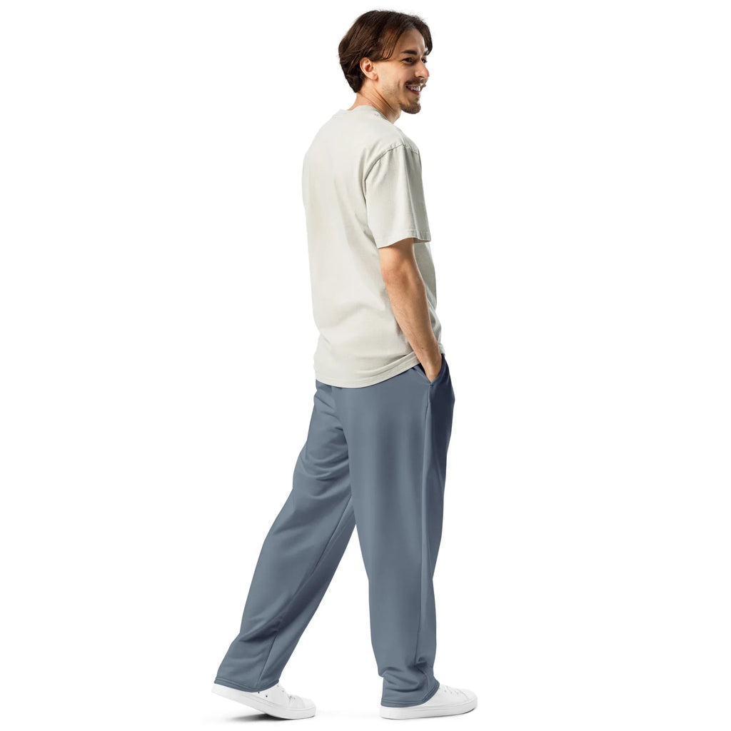 Unisex Wide-leg joggers Slate-Gray joggers AwRans Clothing all-over-print-unisex-wide-leg-joggers-white-right-back-678f50cc4db63