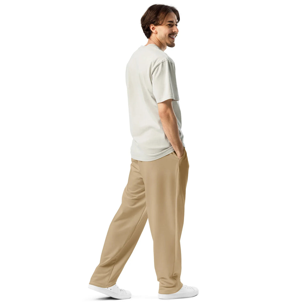 Unisex Wide-leg joggers Tan joggers AwRans Clothing all-over-print-unisex-wide-leg-joggers-white-right-back-678f51004a298