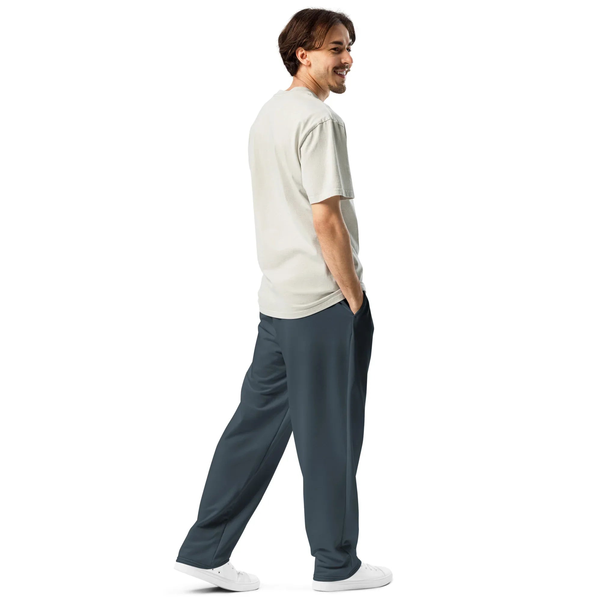 Unisex Wide-leg joggers Charcoal joggers AwRans Clothing all-over-print-unisex-wide-leg-joggers-white-right-back-678f51440a3a6