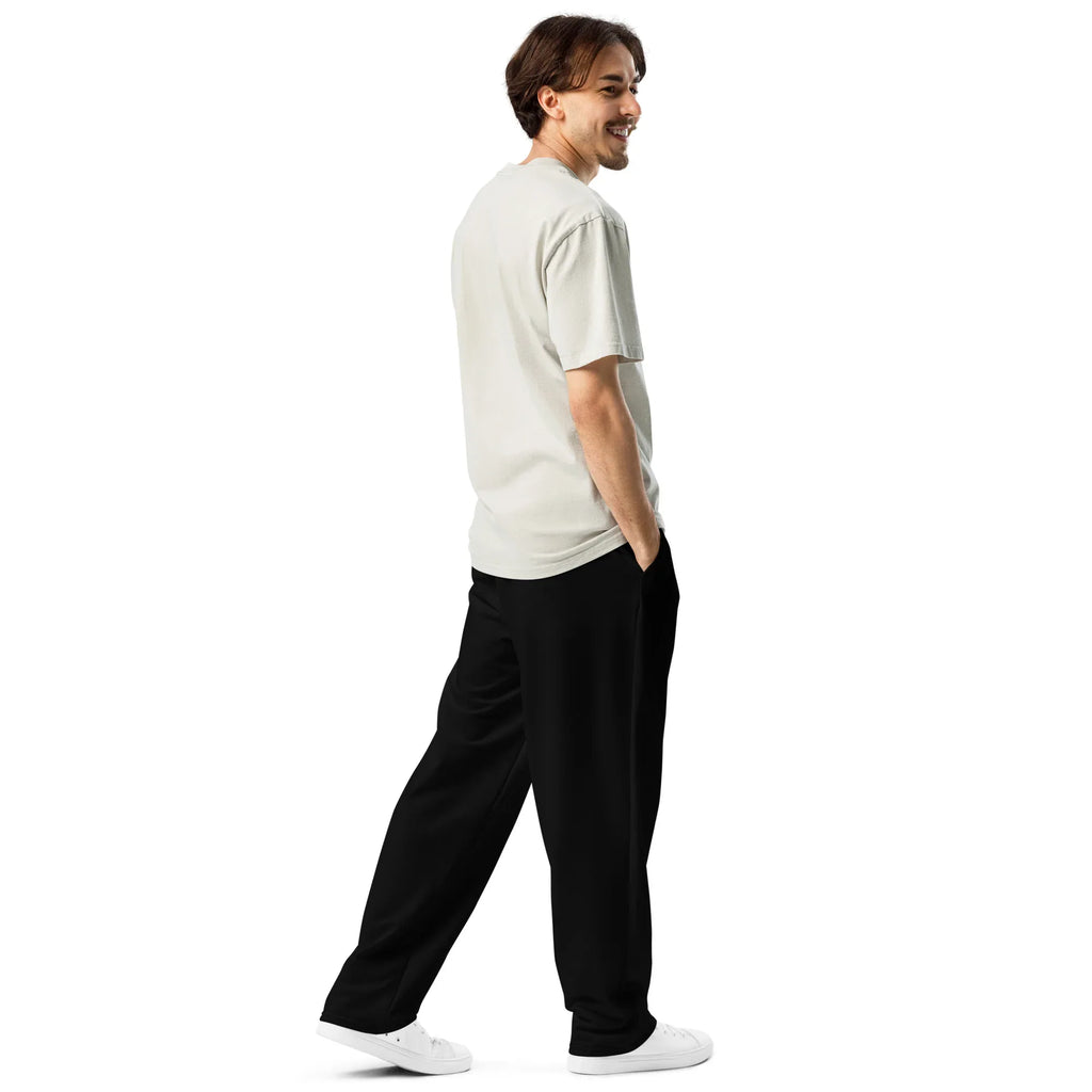 Unisex Wide-leg joggers BLACK joggers AwRans Clothing all-over-print-unisex-wide-leg-joggers-white-right-back-678f517f09fbe