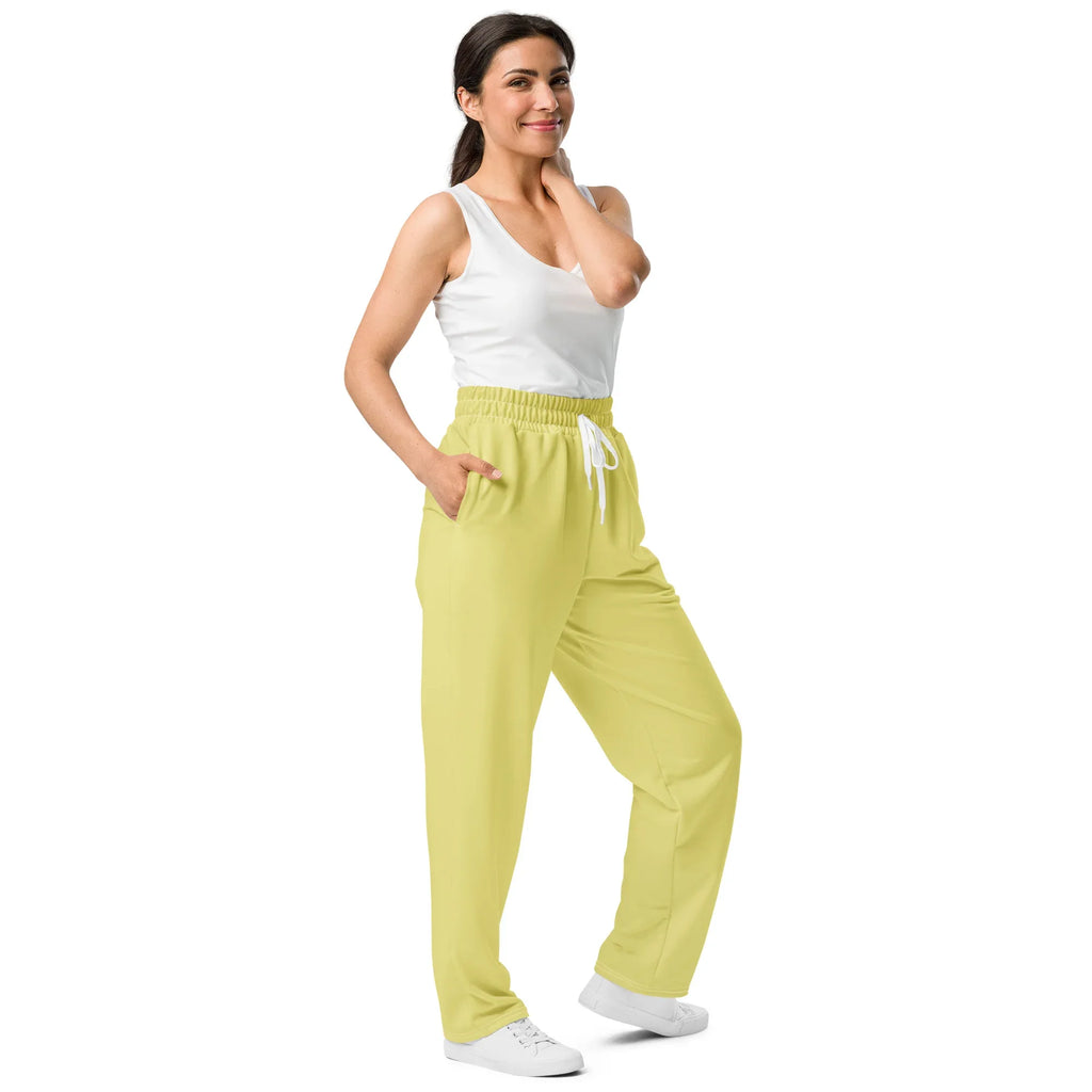 Unisex Wide-leg joggers Khaki joggers AwRans Clothing all-over-print-unisex-wide-leg-joggers-white-right-front-678dbda3c8729