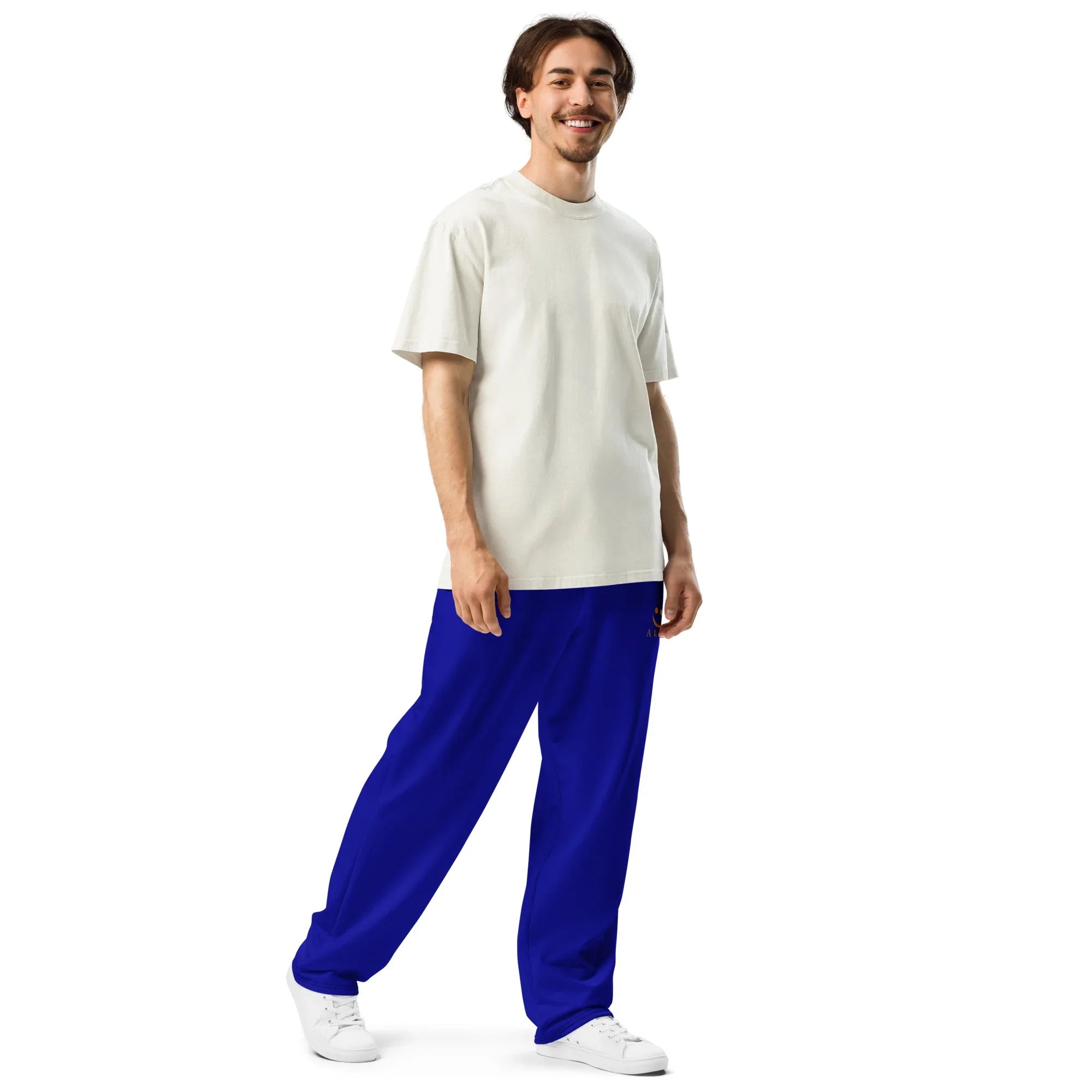 Unisex Wide-leg joggers Dark-blue joggers AwRans Clothing all-over-print-unisex-wide-leg-joggers-white-right-front-678dbdcfd2fd8
