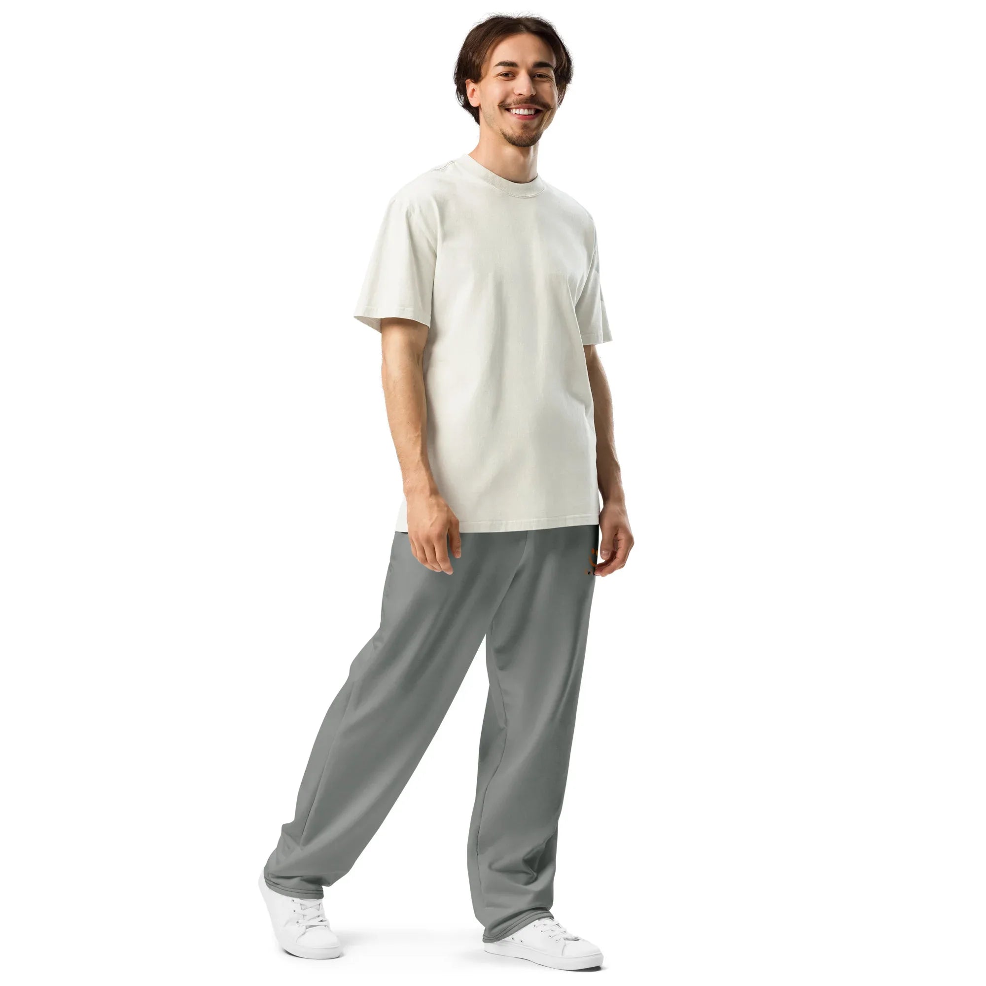 Unisex Wide-leg joggers Smoke joggers AwRans Clothing all-over-print-unisex-wide-leg-joggers-white-right-front-678dbefad126b
