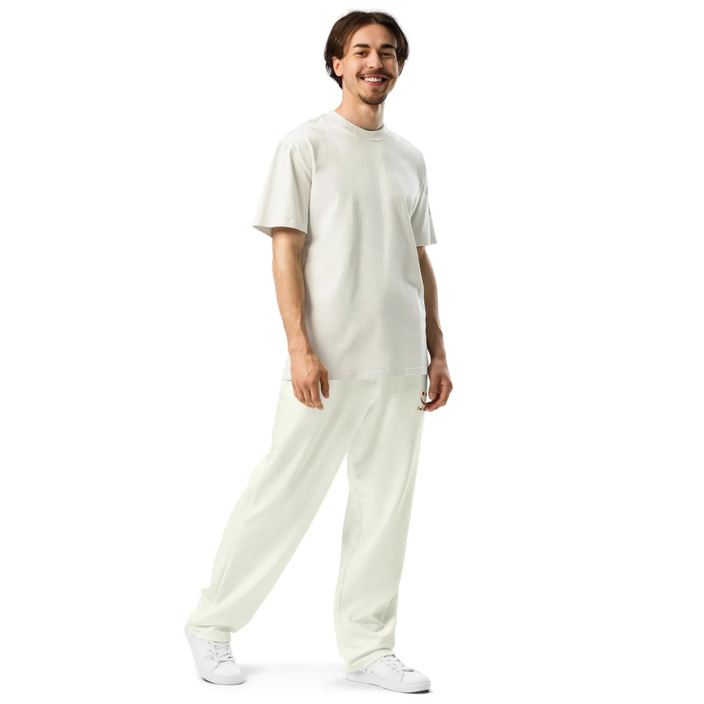 AwRans | Unisex Wide-leg joggers Ivory joggers AwRans Clothing all-over-print-unisex-wide-leg-joggers-white-right-front-678dbf2c3e298
