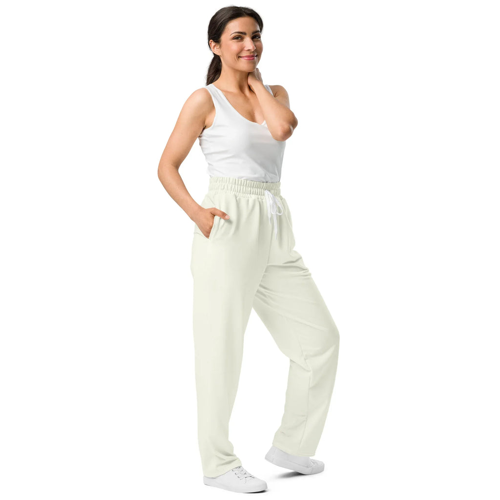 AwRans | Unisex Wide-leg joggers Ivory joggers AwRans Clothing all-over-print-unisex-wide-leg-joggers-white-right-front-678dbf2c3e708
