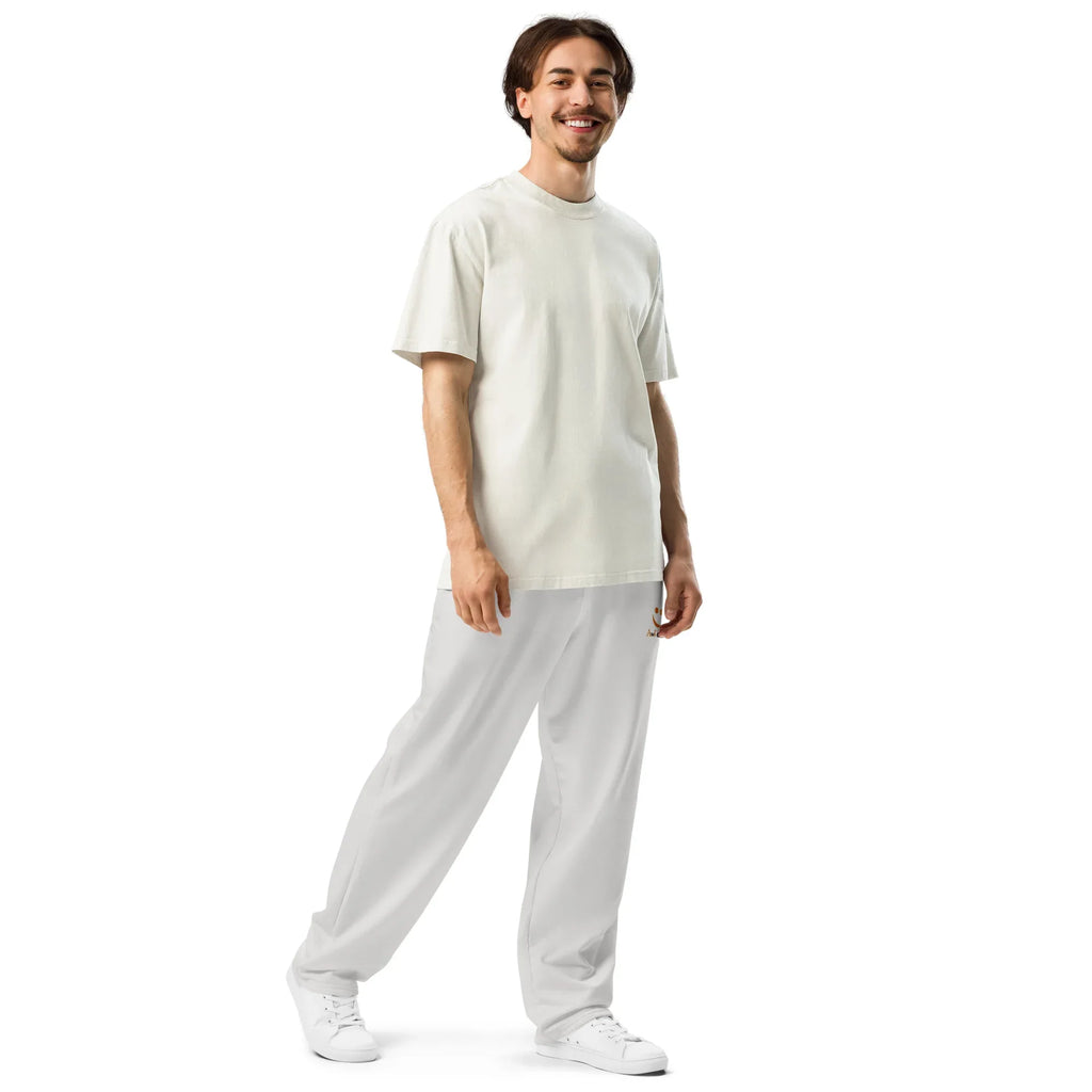 Unisex Wide-leg joggers Platinum joggers AwRans Clothing all-over-print-unisex-wide-leg-joggers-white-right-front-678dbf70addcf