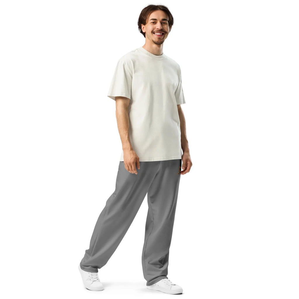 Unisex Wide-leg joggers Gray joggers AwRans Clothing all-over-print-unisex-wide-leg-joggers-white-right-front-678f5044e5a02