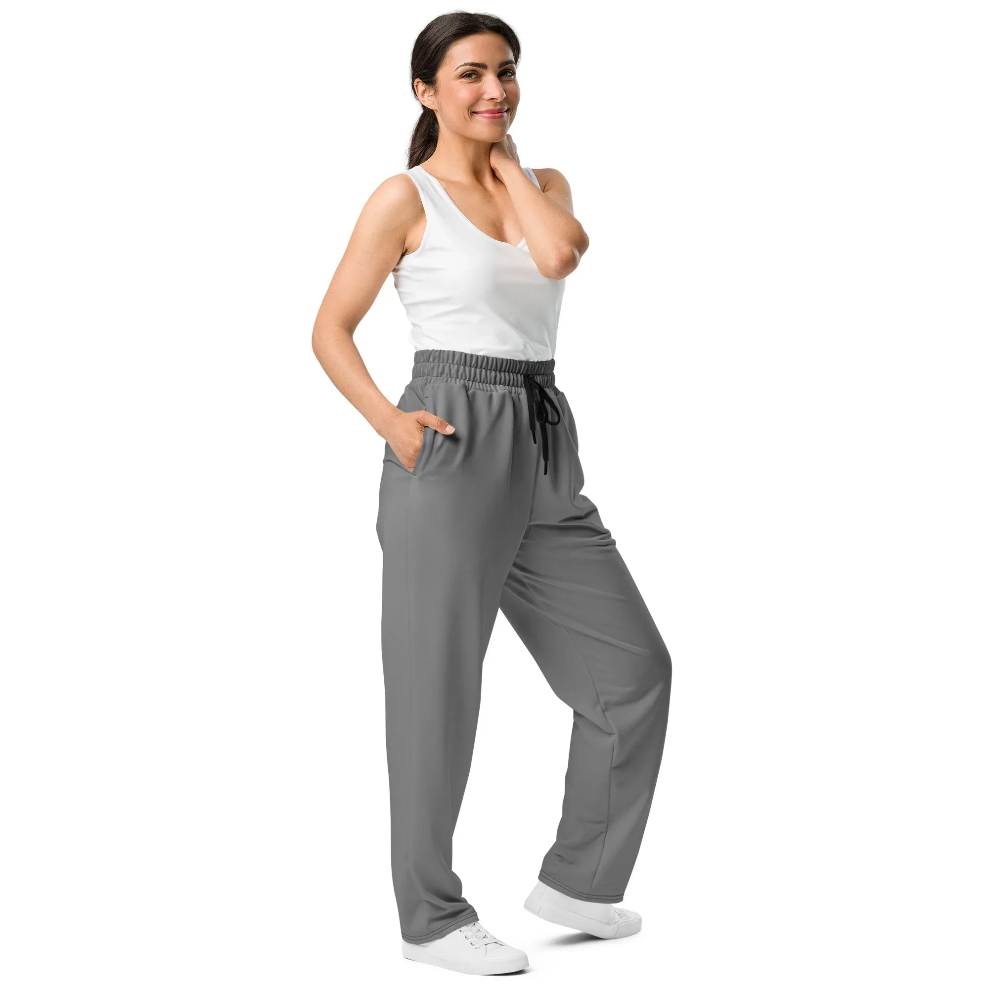 Unisex Wide-leg joggers Gray joggers AwRans Clothing all-over-print-unisex-wide-leg-joggers-white-right-front-678f5044e5e51