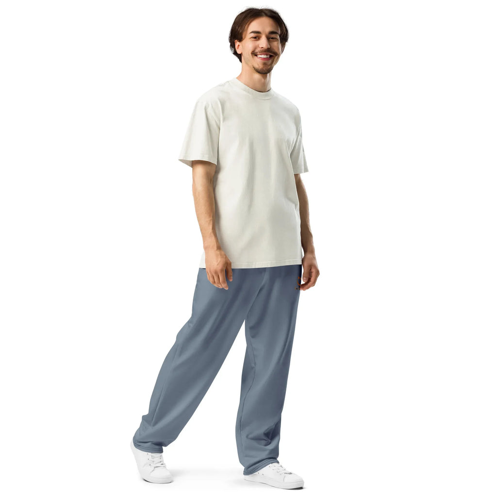 Unisex Wide-leg joggers Slate-Gray joggers AwRans Clothing all-over-print-unisex-wide-leg-joggers-white-right-front-678f50cc4da67